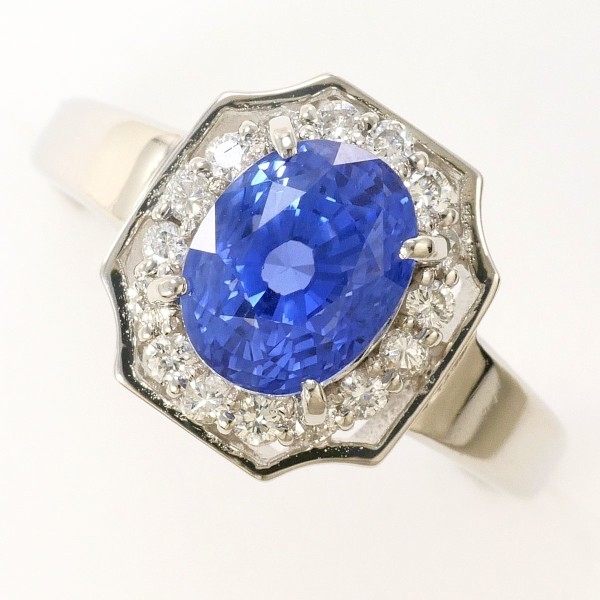 PT900 リング 指輪 11.5号 バイオレットサファイア 2.44 ダイヤ 0.20 カード鑑別書 総重量約5.7g 中古 美品 送料無料☆0315_画像1