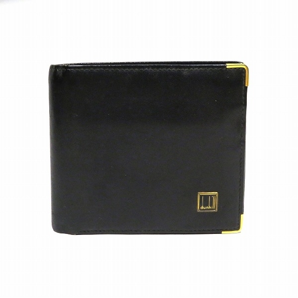 ダンヒル ブラック レザー 2つ折り財布 メンズ☆0329_画像1