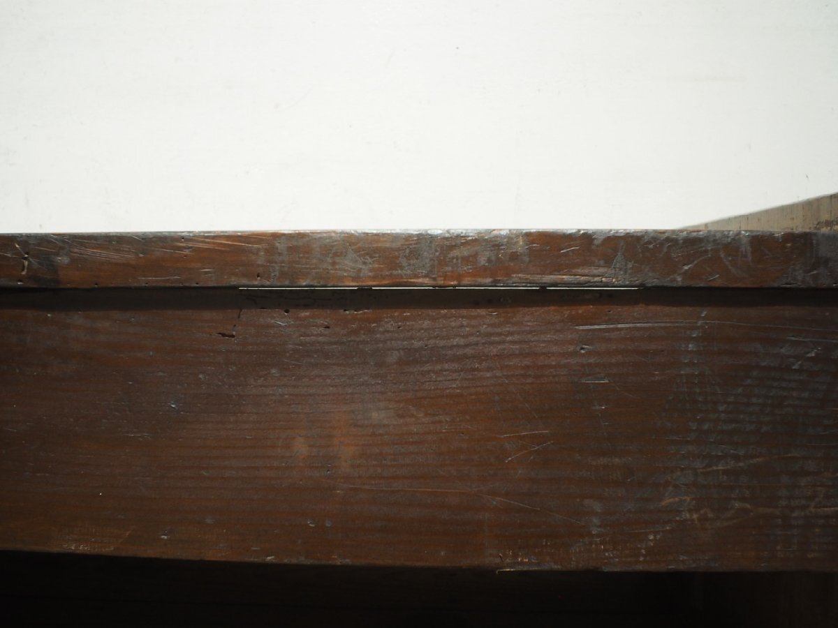 タF0979◆天板W101cm×D60cm◆ヴィンテージ◆素朴な杉材の大きい木製文机◆陳列台 展示台 ローテーブル 座卓 ちゃぶ台 引き出し レトロM笹4_画像6