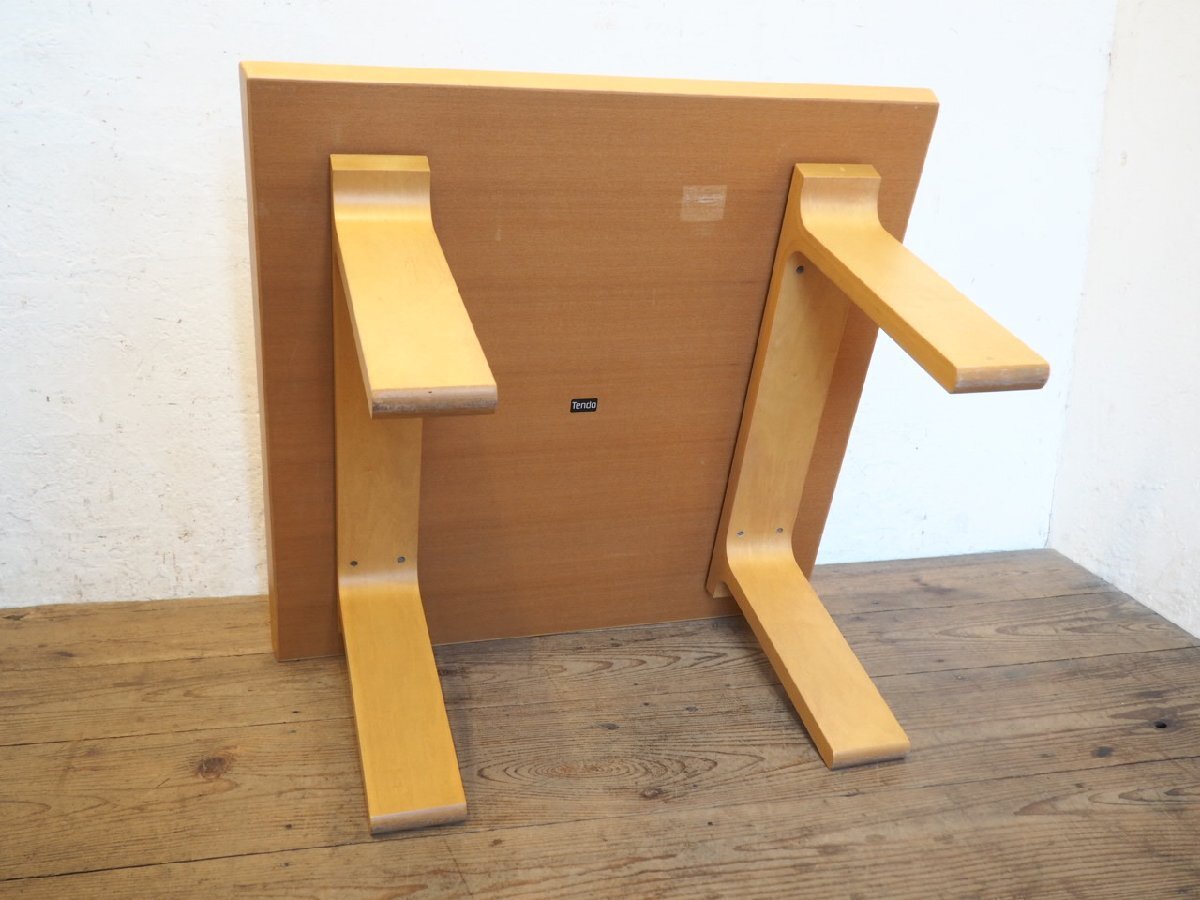 taG0043*③ настольный W80cm×D80cm* Tendo Mokko. ретро центральный стол *Tendo стол низкий стол низкий столик pra i дерево искривление . дерево Cafe кофейня N сосна 