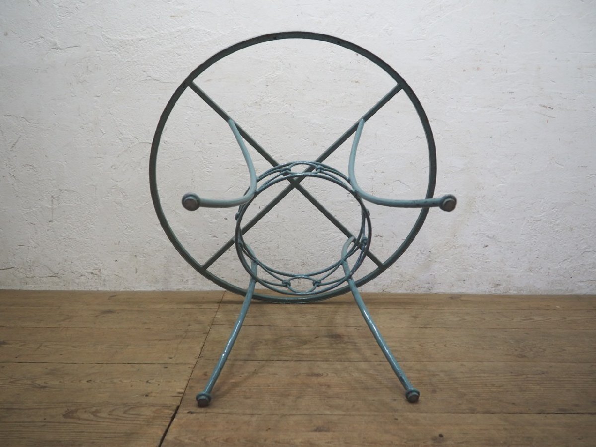 taI0450*⑤ диаметр 89cm*gala Stop * железный рама. большой раунд стол * стол экспозиция шт. круг обеденный Cafe сад Vintage R.