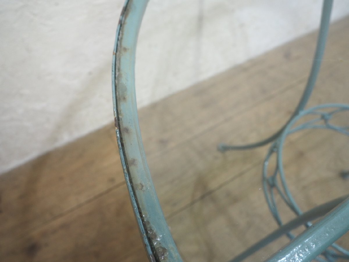 taI0450*⑤ диаметр 89cm*gala Stop * железный рама. большой раунд стол * стол экспозиция шт. круг обеденный Cafe сад Vintage R.
