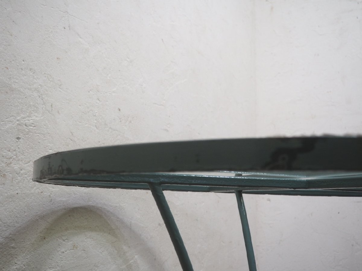 taI0450*⑤ диаметр 89cm*gala Stop * железный рама. большой раунд стол * стол экспозиция шт. круг обеденный Cafe сад Vintage R.