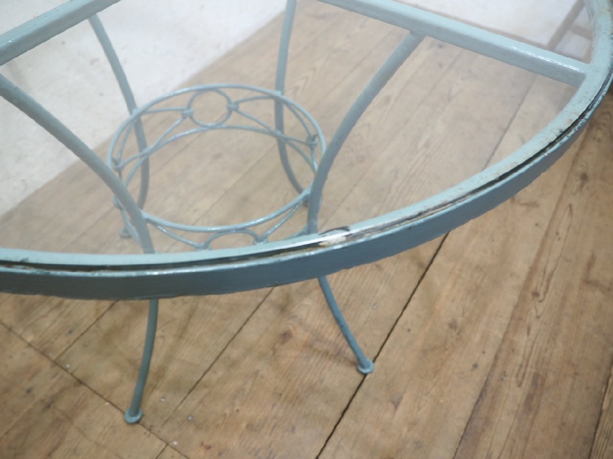 taI0450*⑤ диаметр 89cm*gala Stop * железный рама. большой раунд стол * стол экспозиция шт. круг обеденный Cafe сад Vintage R.