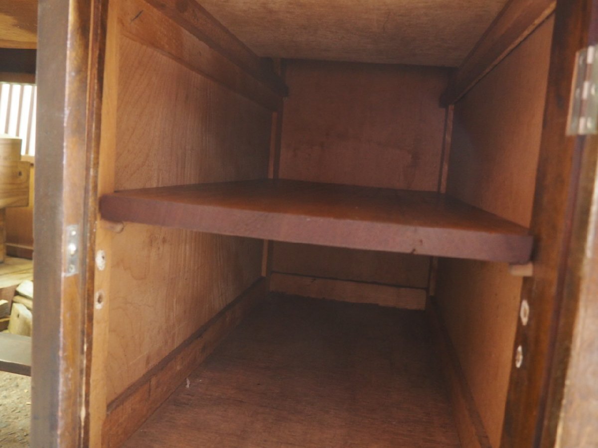 タ荷U0405◆天板W98,5cm×D66cm◆アンティーク◆レトロな洋館の古い木製片袖机◆ナラ材 テーブル デスク 学習机 収納棚 飾り棚R(ヤD)伊_画像8