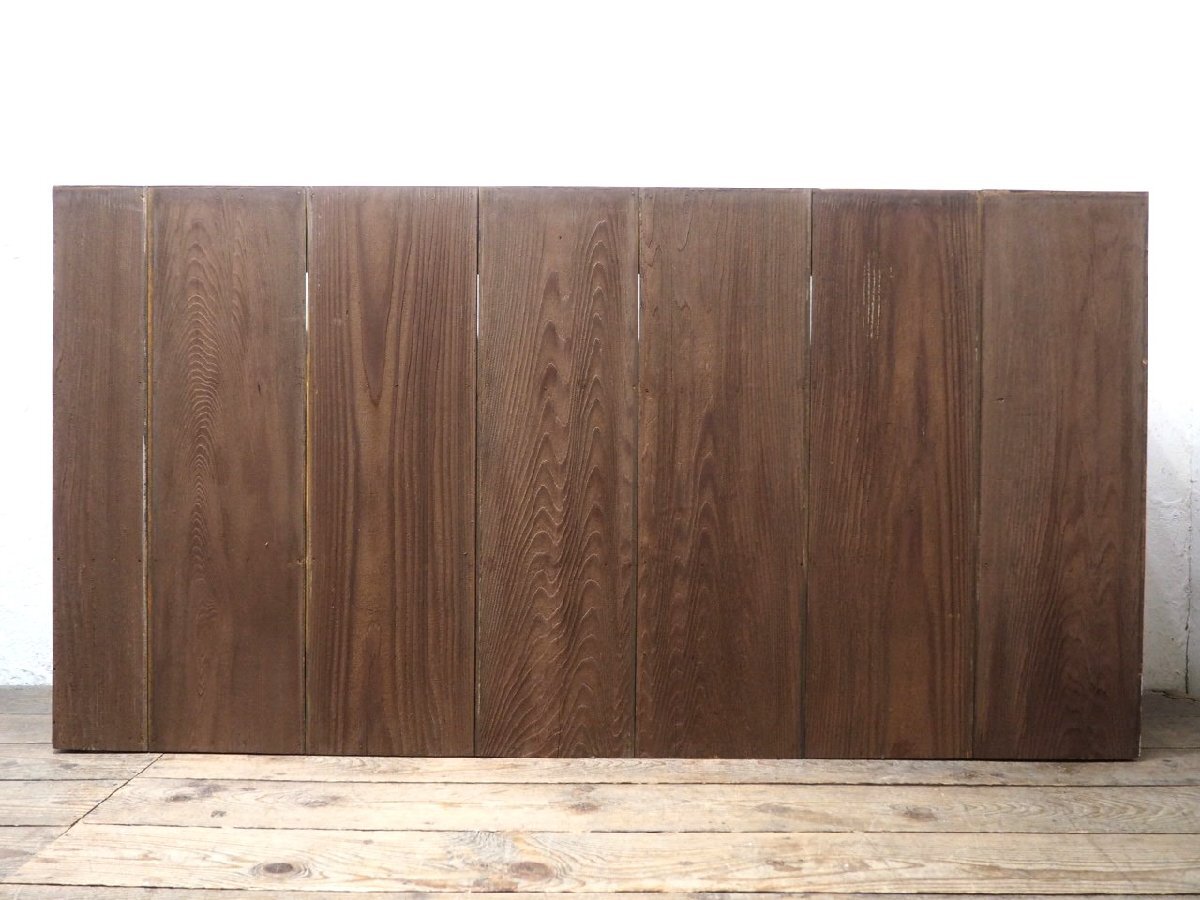 タ荷X1858◆H88cm×W169,5cm◆アンティーク◆ゆらゆらガラスの古い木製飾り棚◆収納棚 食器棚 キャビネット 波ガラスケース レトロQ(ヤD)松_画像10