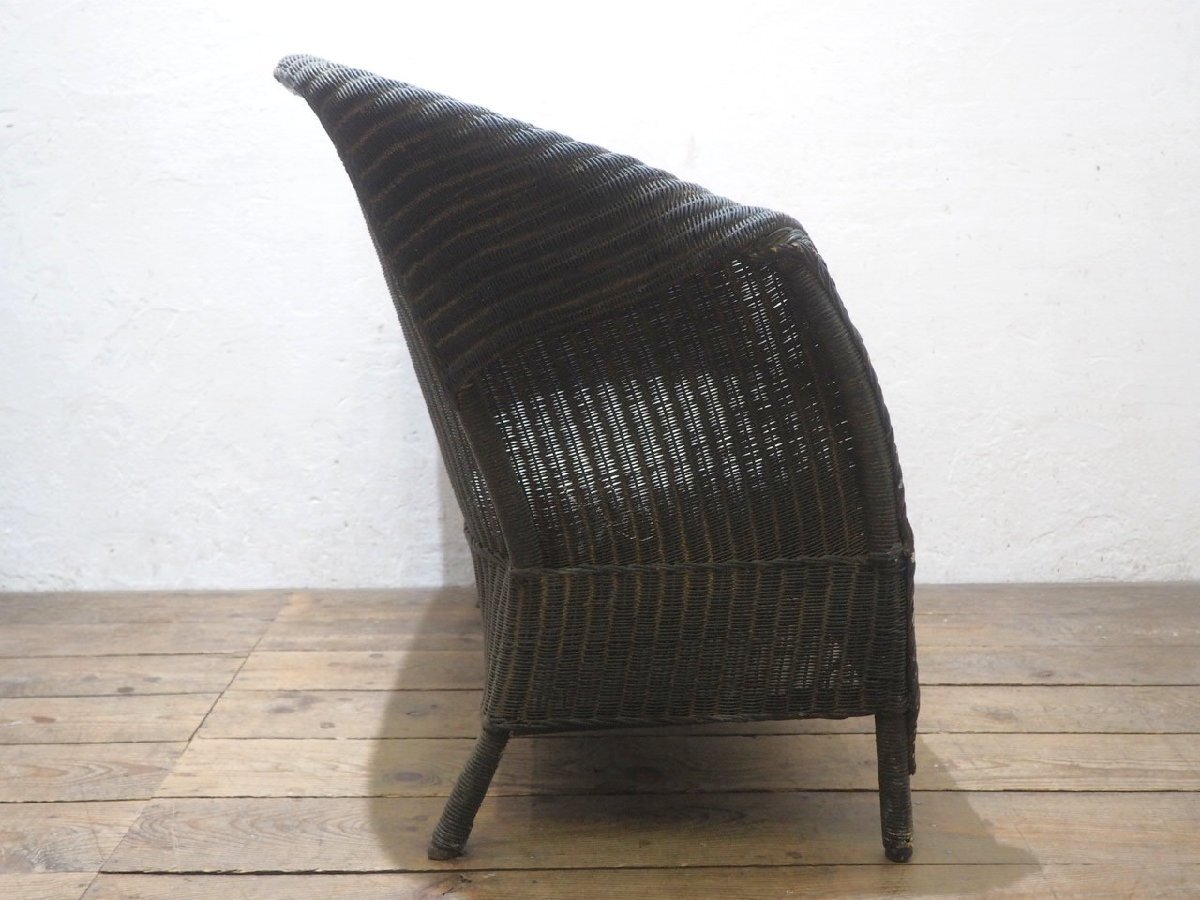 タ荷X1994◆フランスヴィンテージ◆素敵な籐のラブソファー◆仏国 ラタン 椅子 イス アームチェア 2人掛け 2P カフェ アンティークR(ヤD)松_画像8