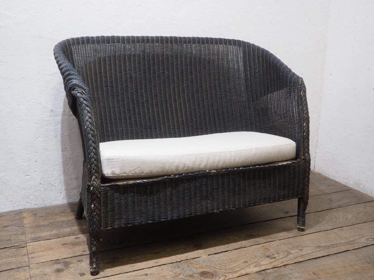 タ荷X1994◆フランスヴィンテージ◆素敵な籐のラブソファー◆仏国 ラタン 椅子 イス アームチェア 2人掛け 2P カフェ アンティークR(ヤD)松_画像1