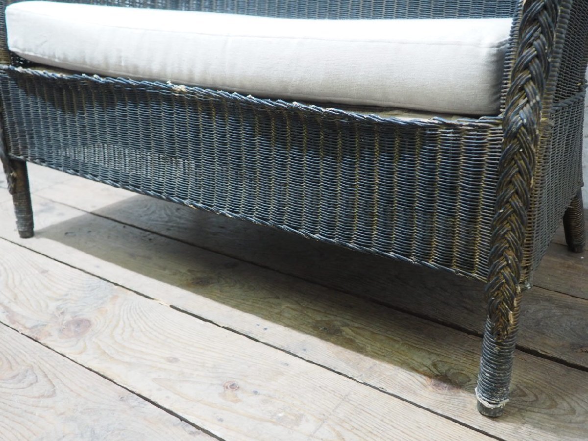 タ荷X1994◆フランスヴィンテージ◆素敵な籐のラブソファー◆仏国 ラタン 椅子 イス アームチェア 2人掛け 2P カフェ アンティークR(ヤD)松_画像3