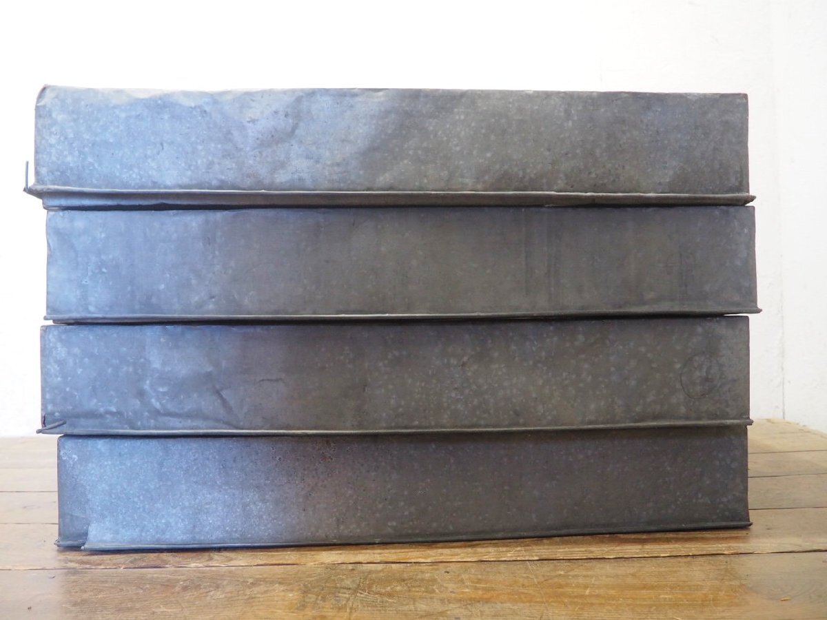 taU0385*4 шт. комплект * Vintage * крышка есть * дефект иметь * ретро старый жестяная пластина кейс * промышленность серия жестяная банка кейс для хранения box in пыль настоящий N.4