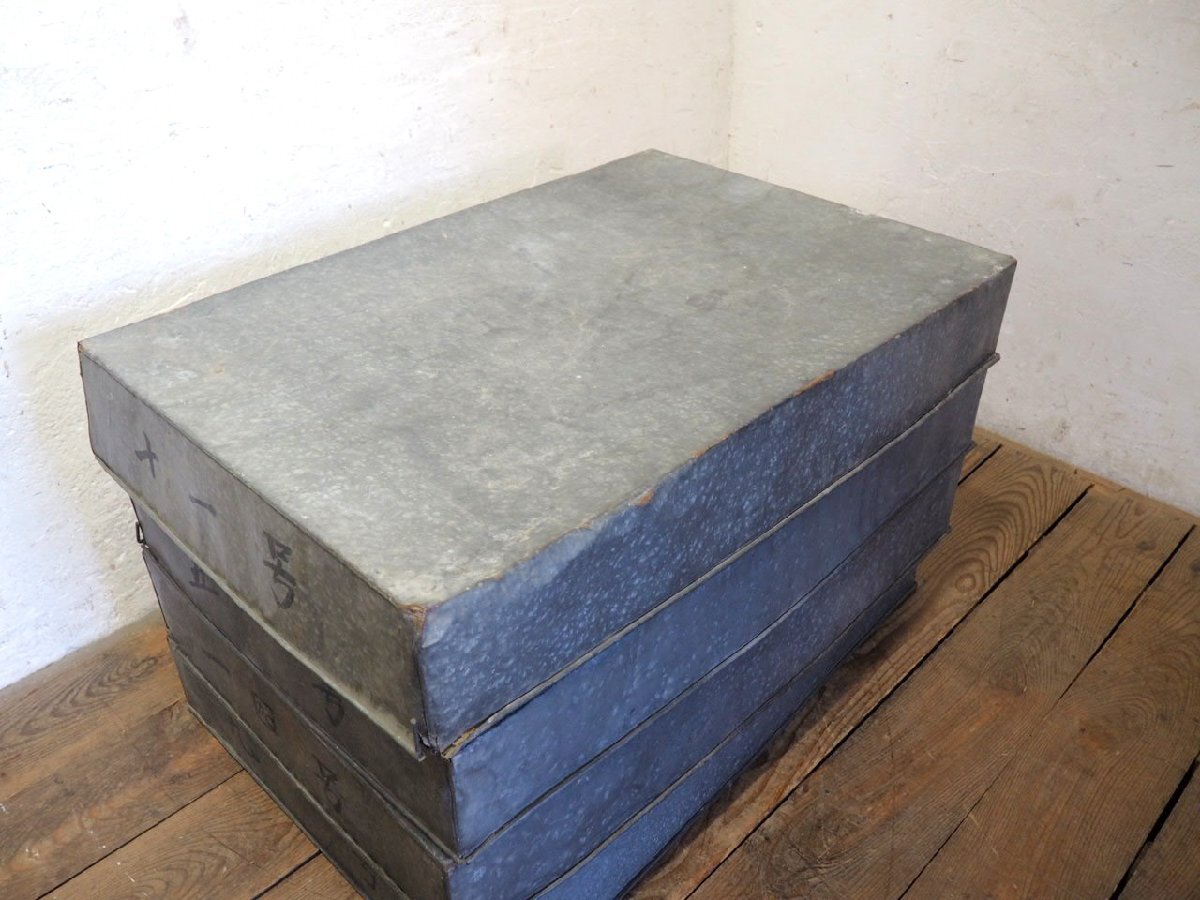 taU0385*4 шт. комплект * Vintage * крышка есть * дефект иметь * ретро старый жестяная пластина кейс * промышленность серия жестяная банка кейс для хранения box in пыль настоящий N.4