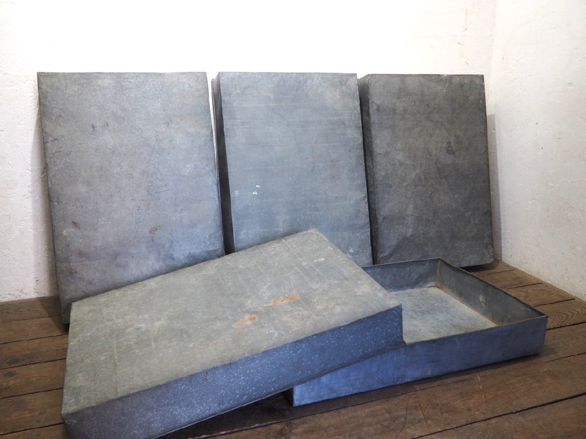 taU0385*4 шт. комплект * Vintage * крышка есть * дефект иметь * ретро старый жестяная пластина кейс * промышленность серия жестяная банка кейс для хранения box in пыль настоящий N.4