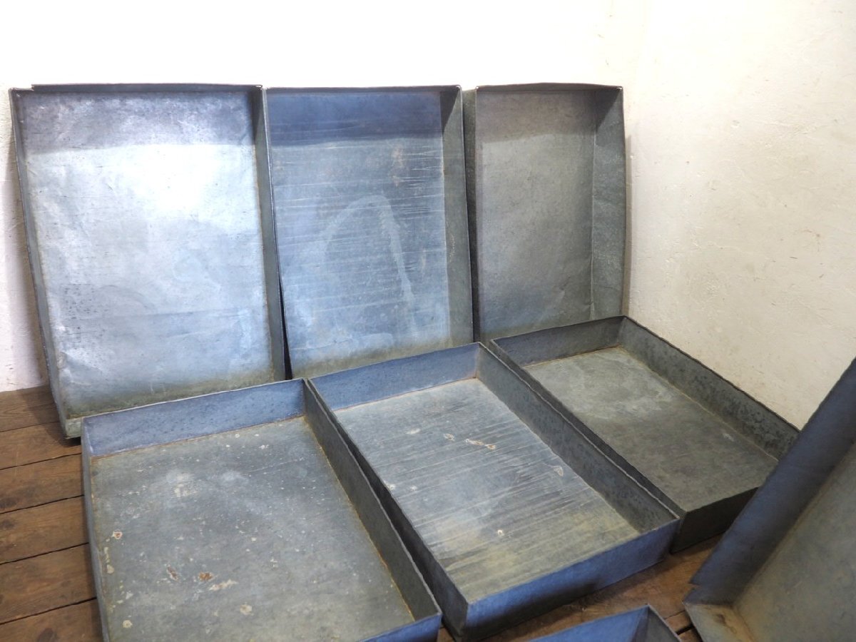 taU0385*4 шт. комплект * Vintage * крышка есть * дефект иметь * ретро старый жестяная пластина кейс * промышленность серия жестяная банка кейс для хранения box in пыль настоящий N.4