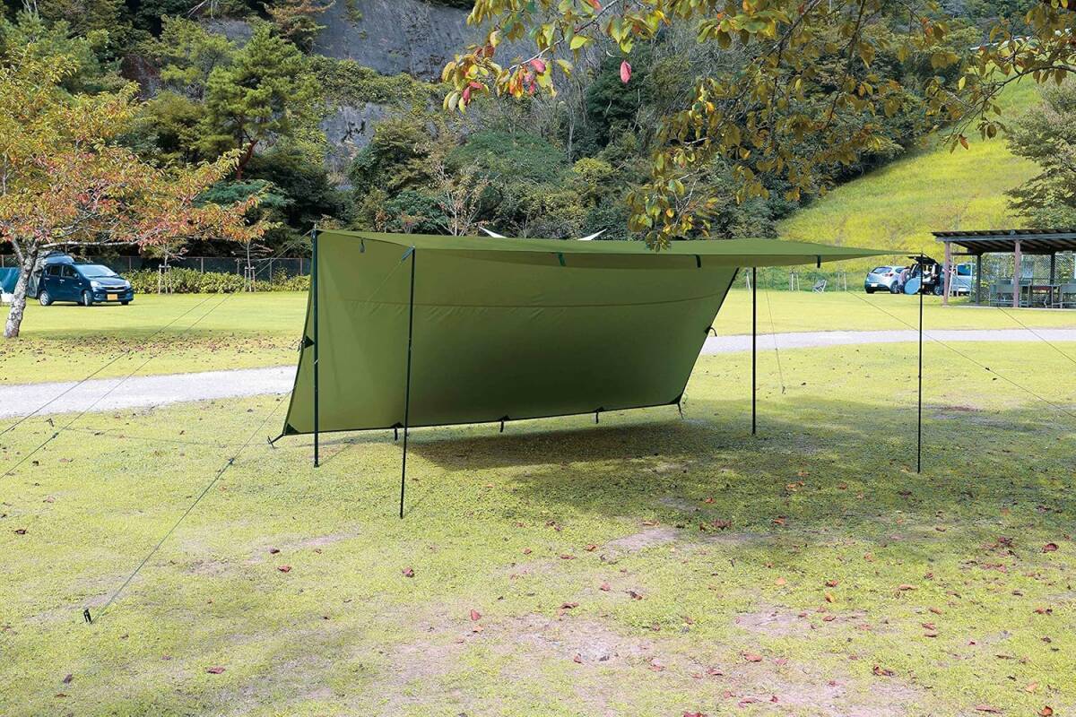 【タープのみ】アウトドアマン クアドラドタープ テントターブ グリーン 正方形 4m UVカット 収納袋付き [AZ36]_画像3