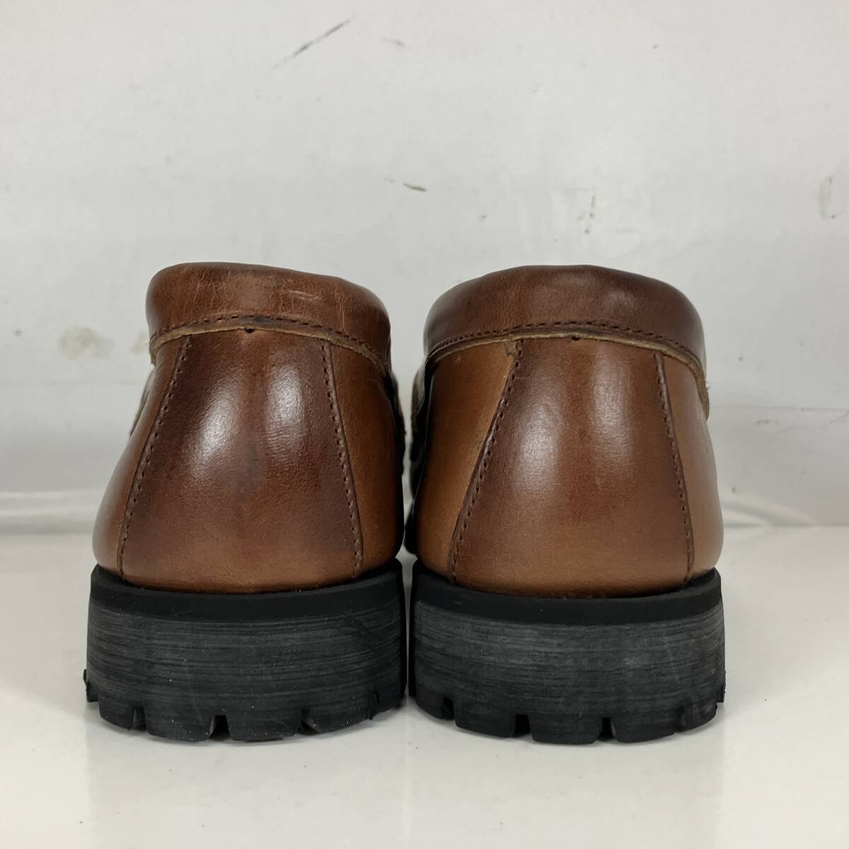 (志)FRONT PAGE/フロントぺージ レザー コインローファー サイズ7(約25cm) ブラウン 茶 ビジネスシューズ 革靴(I)1109B_画像4