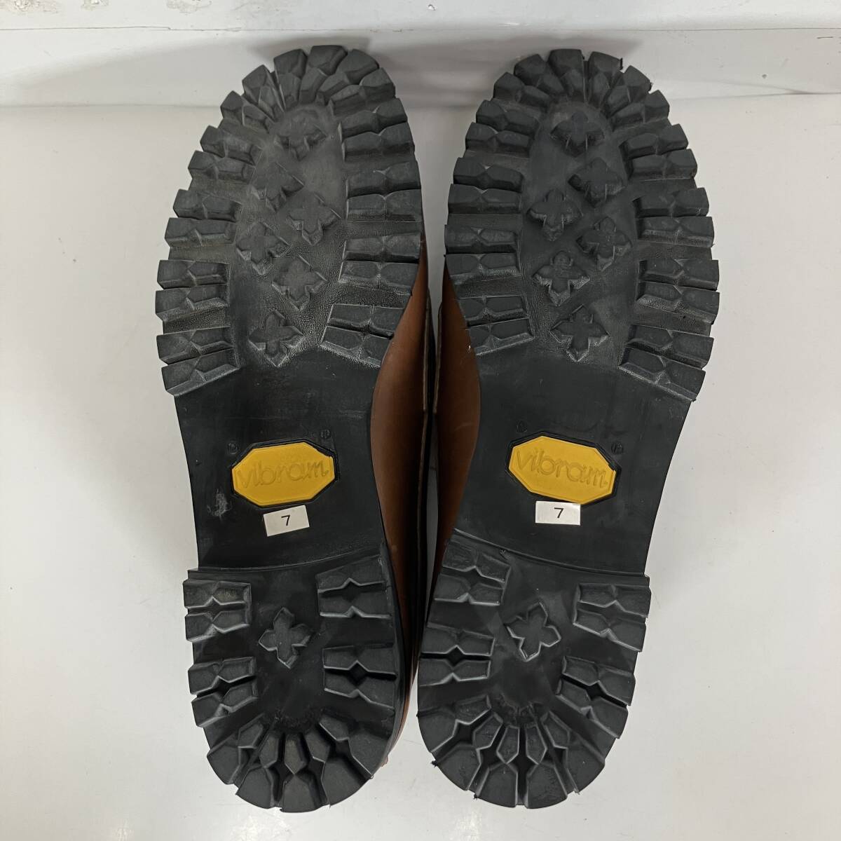 (志)FRONT PAGE/フロントぺージ レザー コインローファー サイズ7(約25cm) ブラウン 茶 ビジネスシューズ 革靴(I)1109B_画像8