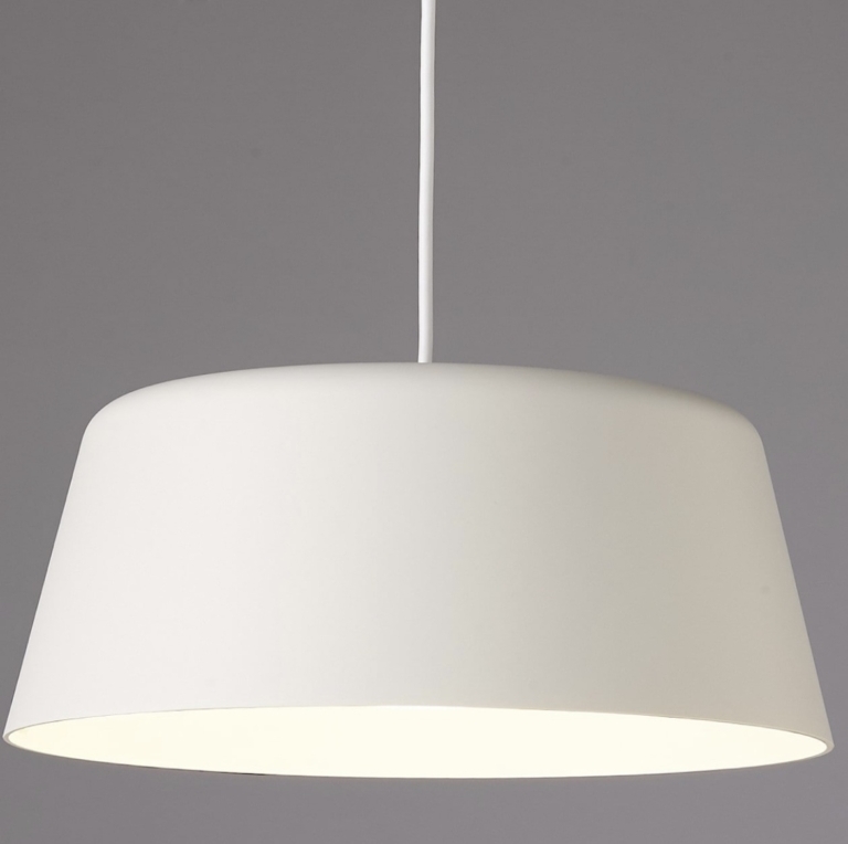 無印良品 MUJI ペンダントライト台形 MJ-PD42A-W シェード・コード・フランジ・ホワイト LED 点灯確認済_画像1