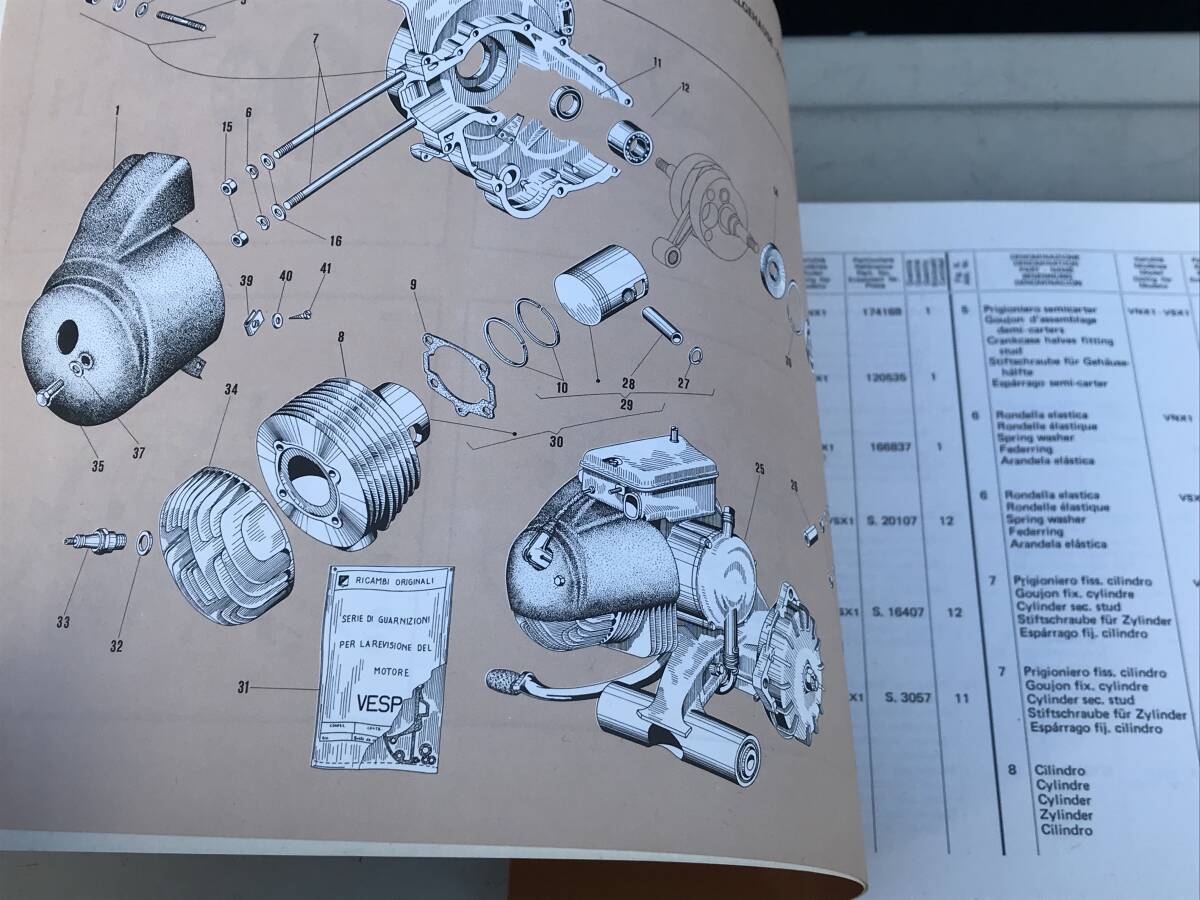  новый товар Vespa vespa P125X P200E список запасных частей 1978 год piaggio Piaggio Piaggio подлинная вещь редкий collector collection коллекция 