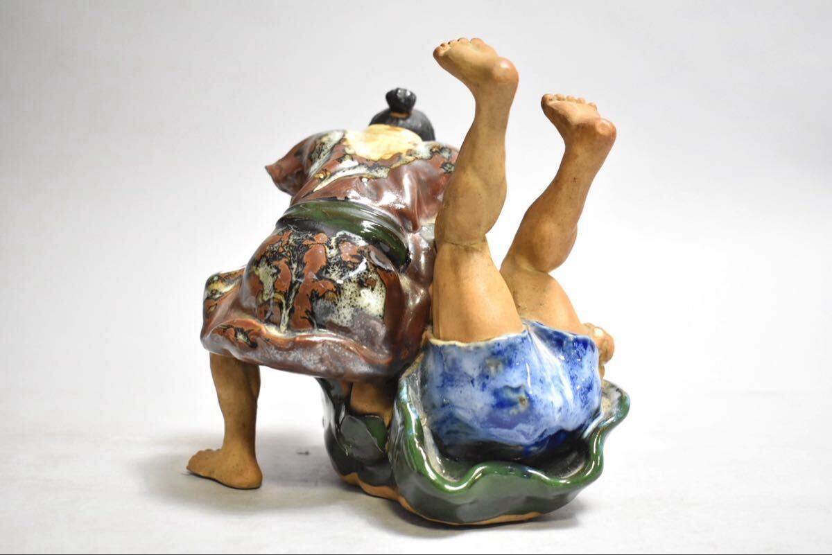 【英】A1273 石黒香香 隅田川焼相撲人形 日本美術 隅田焼 力士像 置物 骨董品 美術品 古美術 _画像4