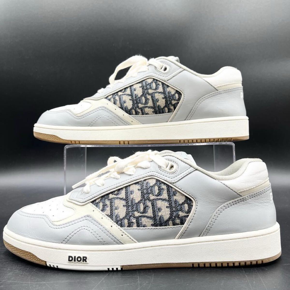 1円 【美品】 Christian Dior クリスチャンディオール B27 オブリーク ジャカード サイドロゴ メンズ スニーカー シューズ 靴 29cm相当_画像2