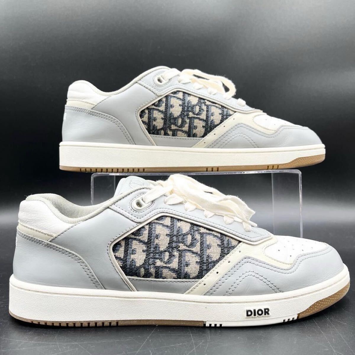 1円 【美品】 Christian Dior クリスチャンディオール B27 オブリーク ジャカード サイドロゴ メンズ スニーカー シューズ 靴 29cm相当_画像3