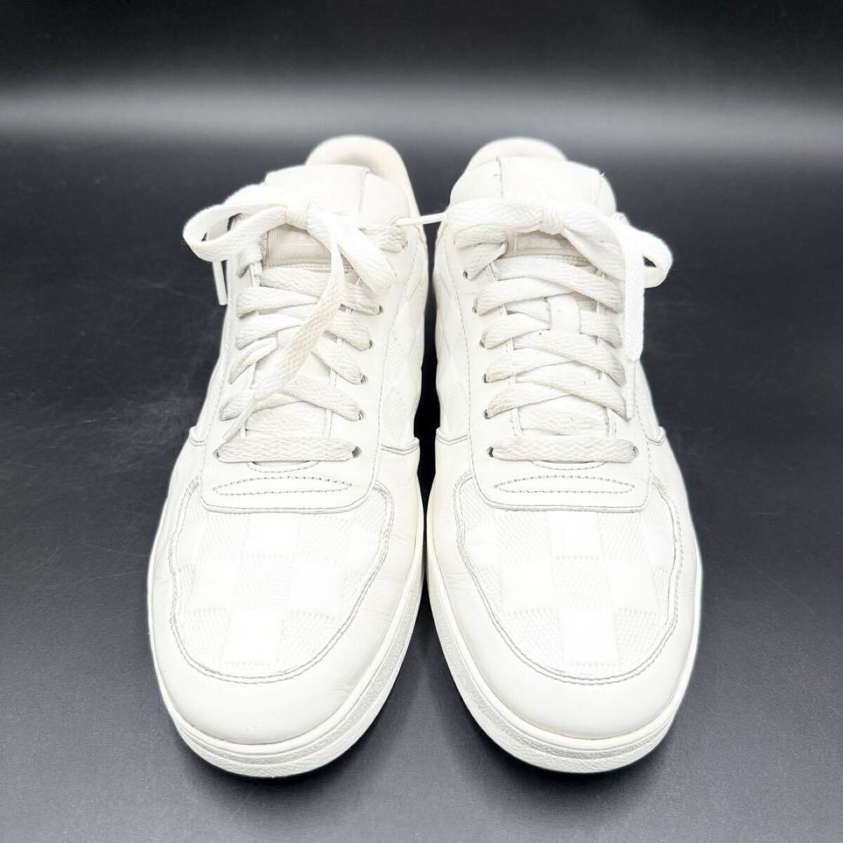 1 иен [ действующий прекрасный товар 24 год производства ] LOUIS VUITTON Louis Vuitton livoli линия Damier LVen Boss мужской спортивные туфли обувь обувь белый 26cm ранг 