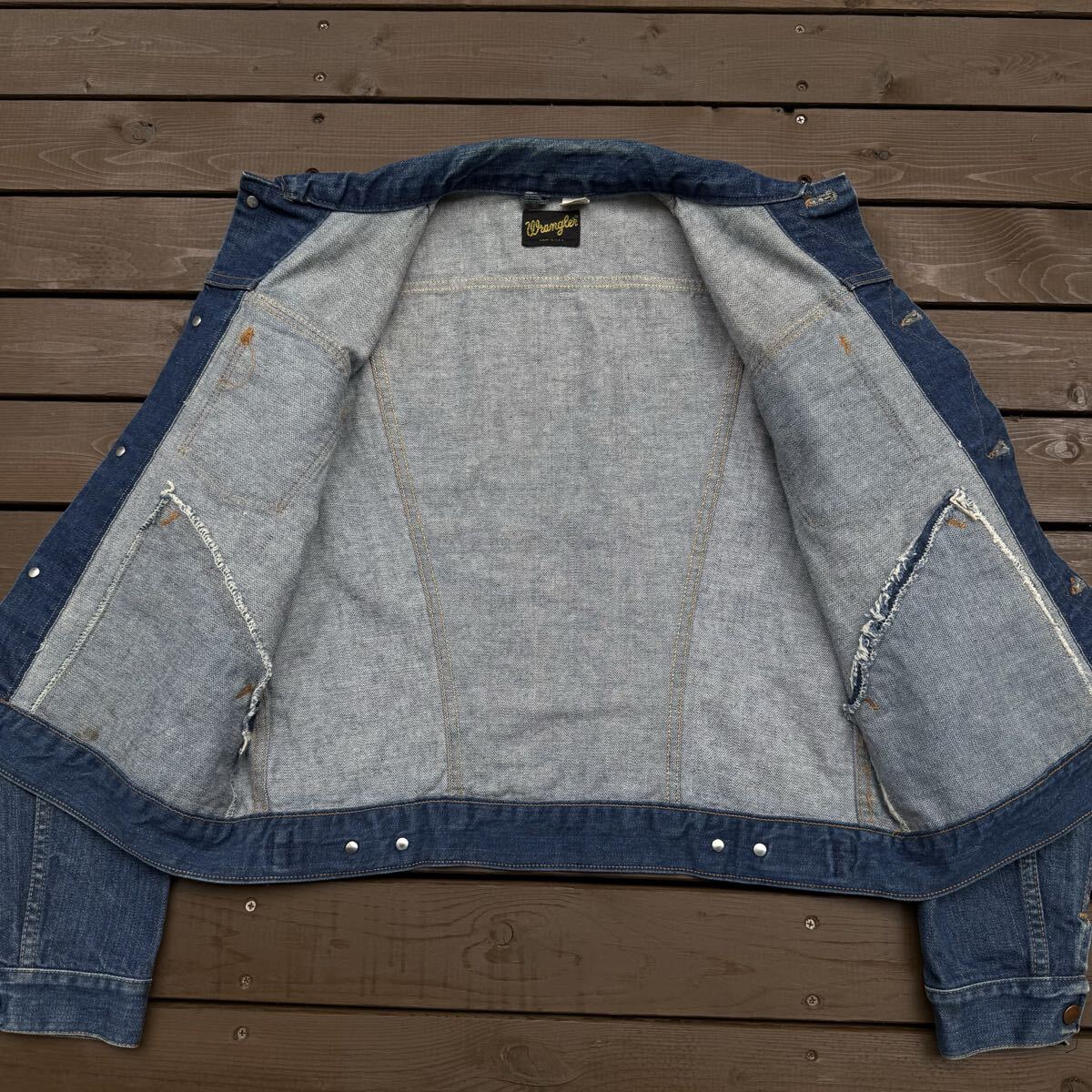濃紺 70s USA製 wrangler 124MJ デニムジャケット 44inch 状態良好 ブロークンデニム 検 ラングラー LEVI'S 70505 BIGE LEE 101-J_画像6