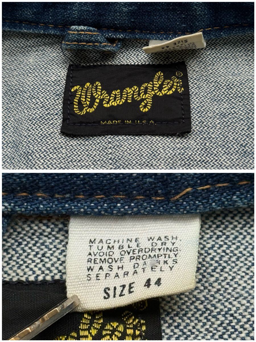 濃紺 70s USA製 wrangler 124MJ デニムジャケット 44inch 状態良好 ブロークンデニム 検 ラングラー LEVI'S 70505 BIGE LEE 101-J_画像3