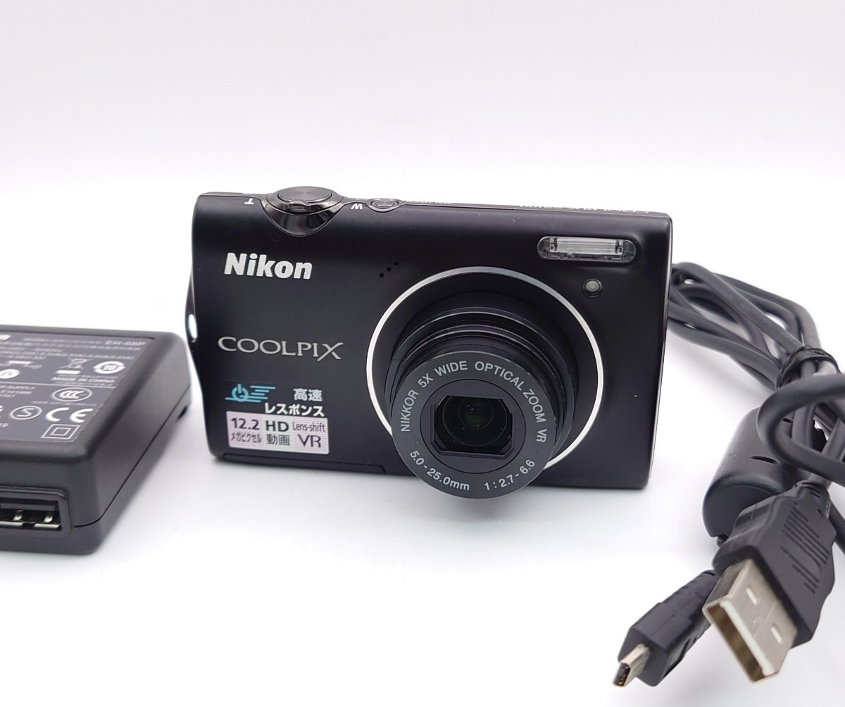 [KE1123] Nikon COOLPIX S5100 темно синий teji черный 5× WIDE OPTICAL ZOOM VR 5.0-25.0mm 1:2.7-6.6 с зарядным устройством электризация простой рабочее состояние подтверждено 