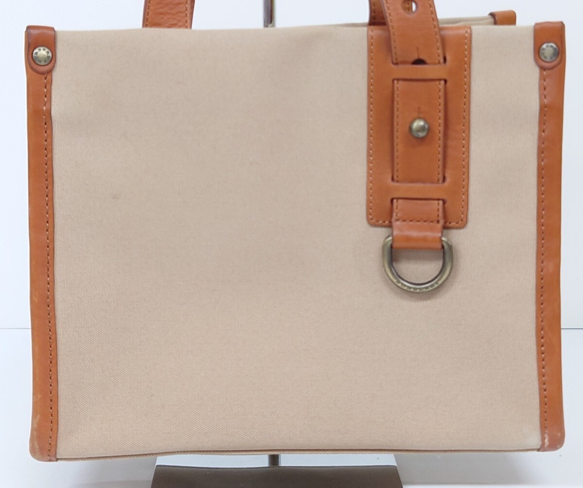 【K000】外観 美品 BURBERRY ハンドバッグ バーバリー トートバッグ ロゴ型押し キャンバス ベージュ系 ブランド カバン_画像3