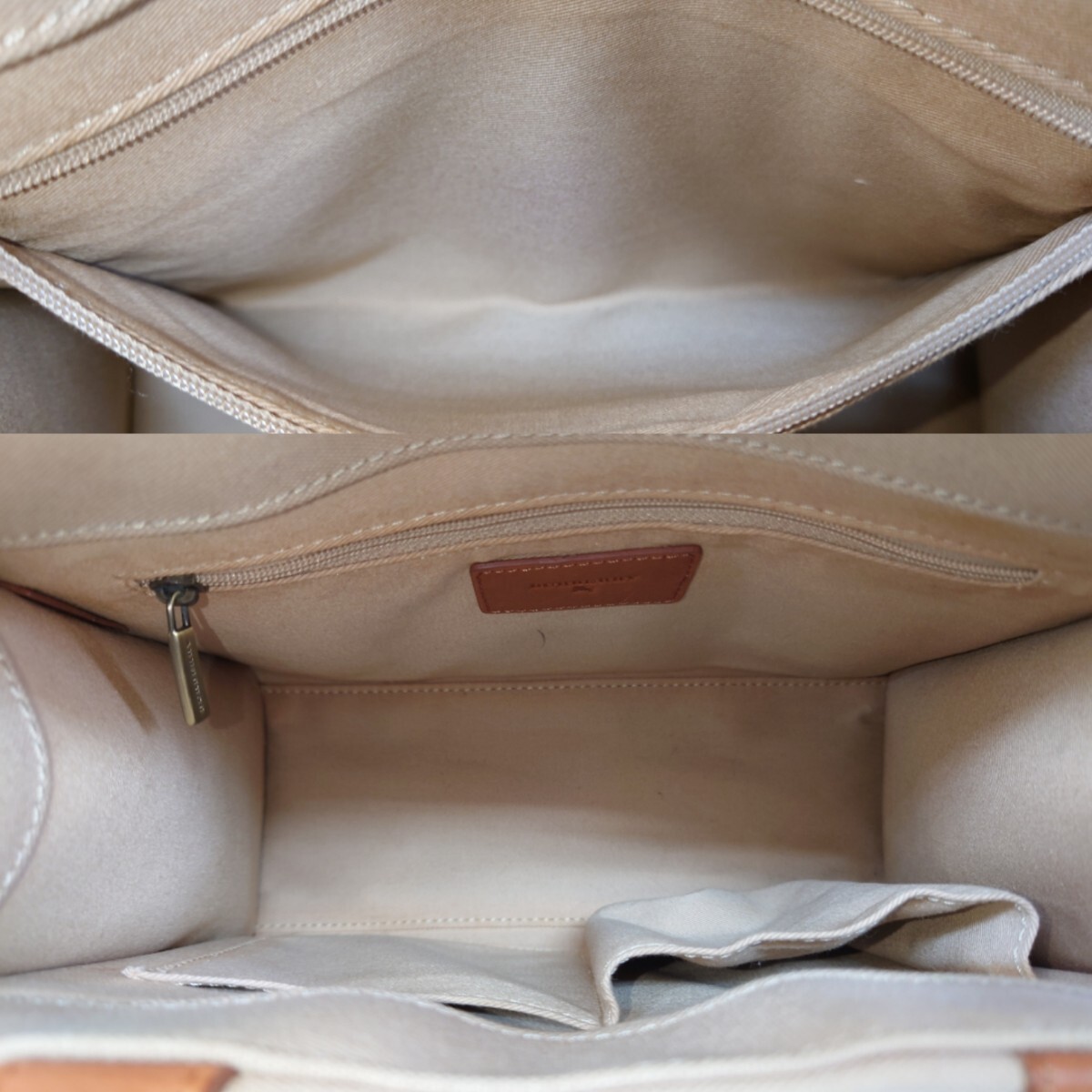 【K000】外観 美品 BURBERRY ハンドバッグ バーバリー トートバッグ ロゴ型押し キャンバス ベージュ系 ブランド カバン_画像6