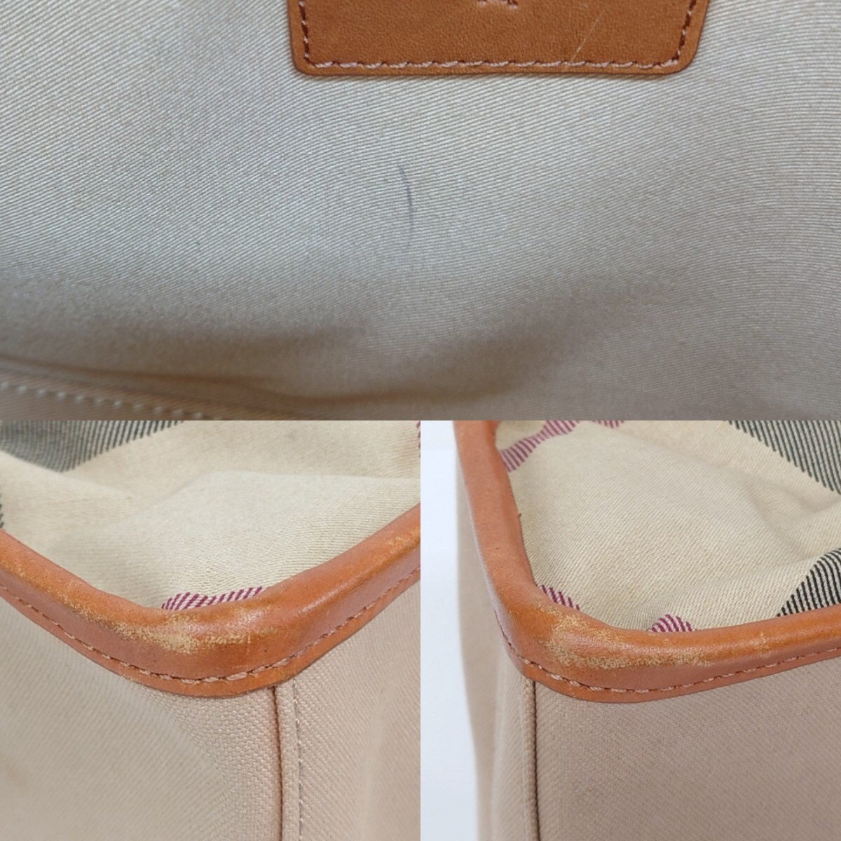 【K000】外観 美品 BURBERRY ハンドバッグ バーバリー トートバッグ ロゴ型押し キャンバス ベージュ系 ブランド カバン_画像8