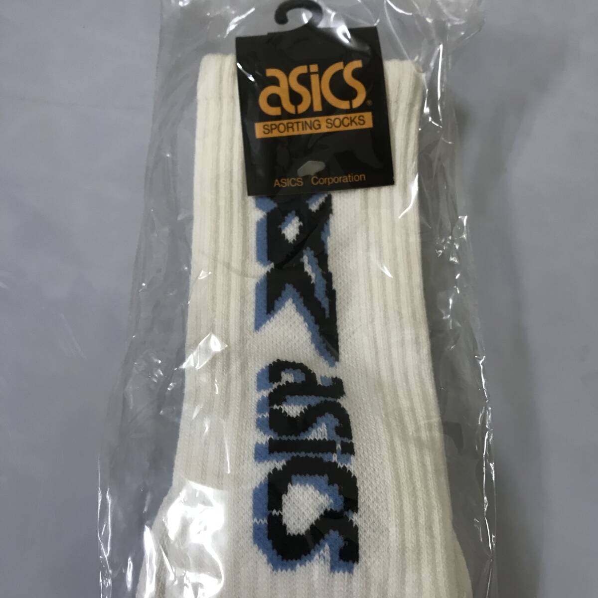 当時物 アシックス ハイソックス 24-26cm TZ416F 未開封 デッドストック 日本製 3点 asics 長期保管品_画像2