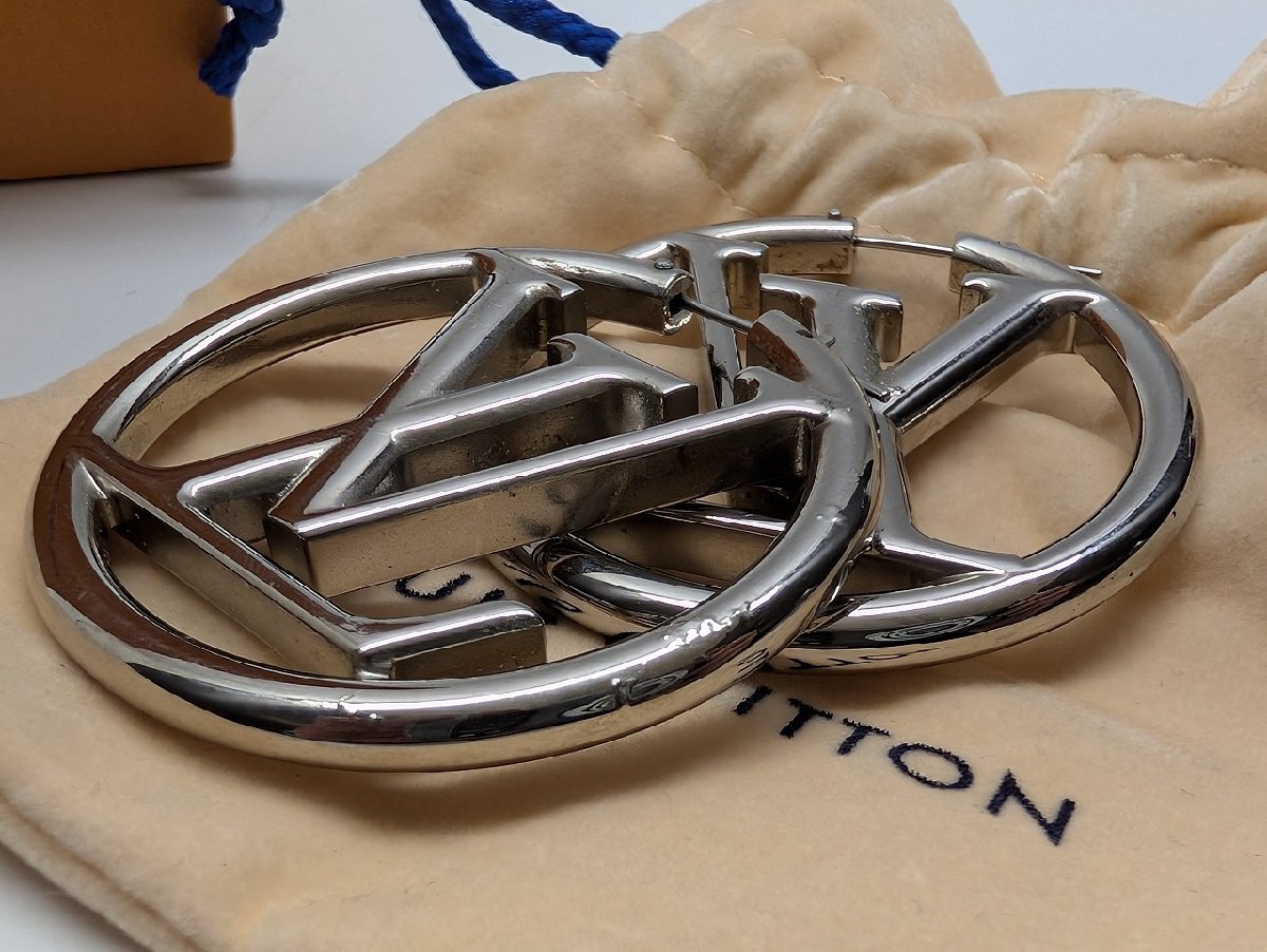 $【 LOUIS VUITTON ルイヴィトン ピアス ブックルドレイユ フープ ルイーズ シルバー M80136 箱入 レディース アクセサリー 】KH15790_画像7
