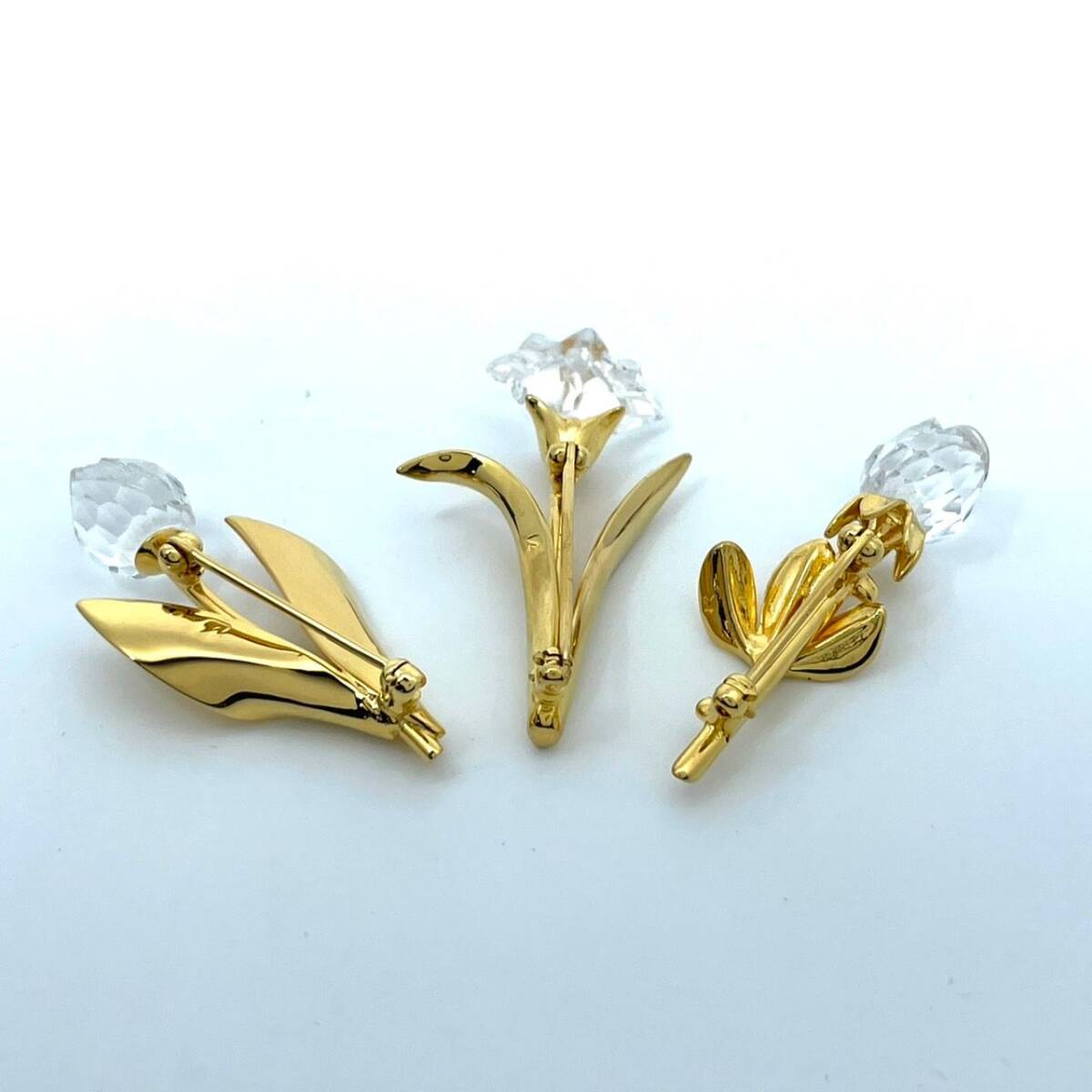 * редкостный 3 пункт роскошный комплект *SWAROVSKI Swarovski брошь Gold crystal цветок цветок роза тюльпан с ящиком стандартный товар букетик 