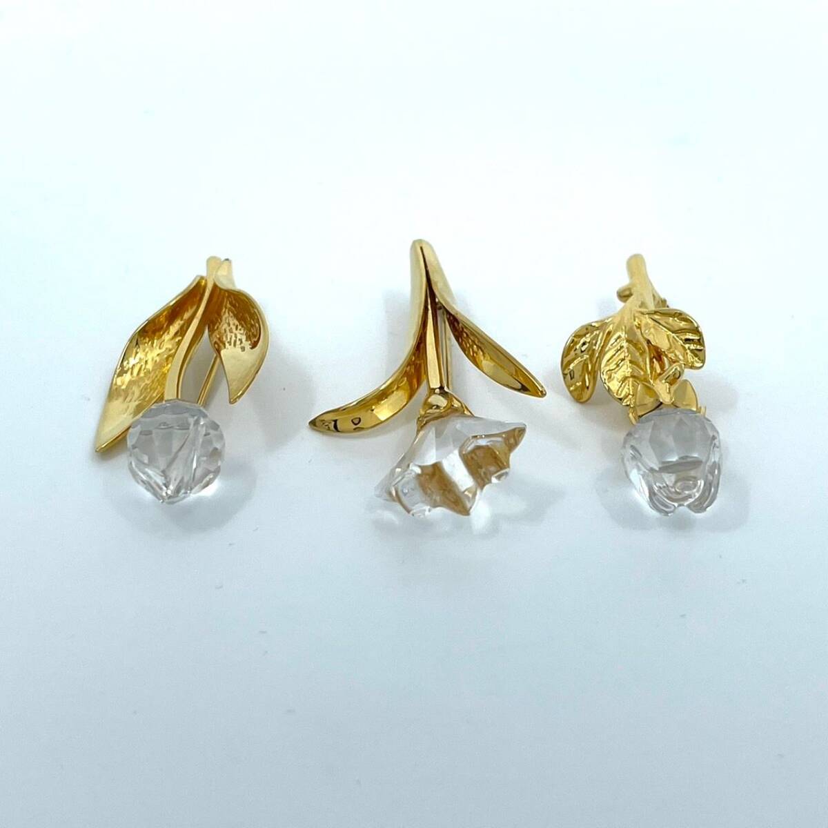 * редкостный 3 пункт роскошный комплект *SWAROVSKI Swarovski брошь Gold crystal цветок цветок роза тюльпан с ящиком стандартный товар букетик 