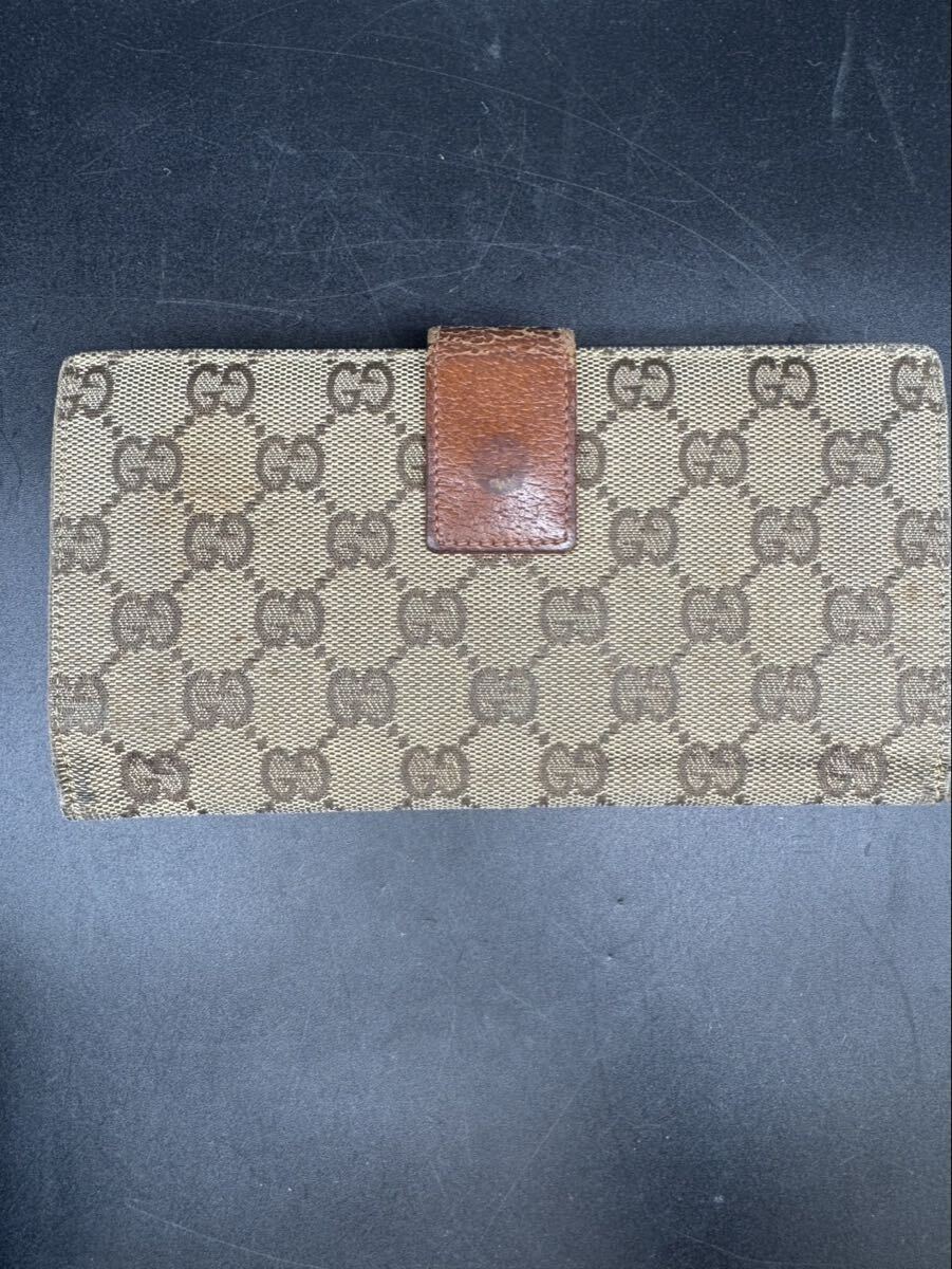 GUCCI GGキャンバス 長財布 ブラウン　箱　ショッパー_画像4
