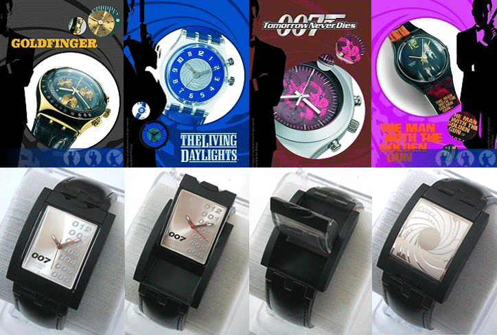 入手困難品★007×SWATCH★コラボモデル★未使用品2本と一部機能故障品3本★電池交換済み★ジェームズ・ボンド★オメガ好きも見てね_画像2