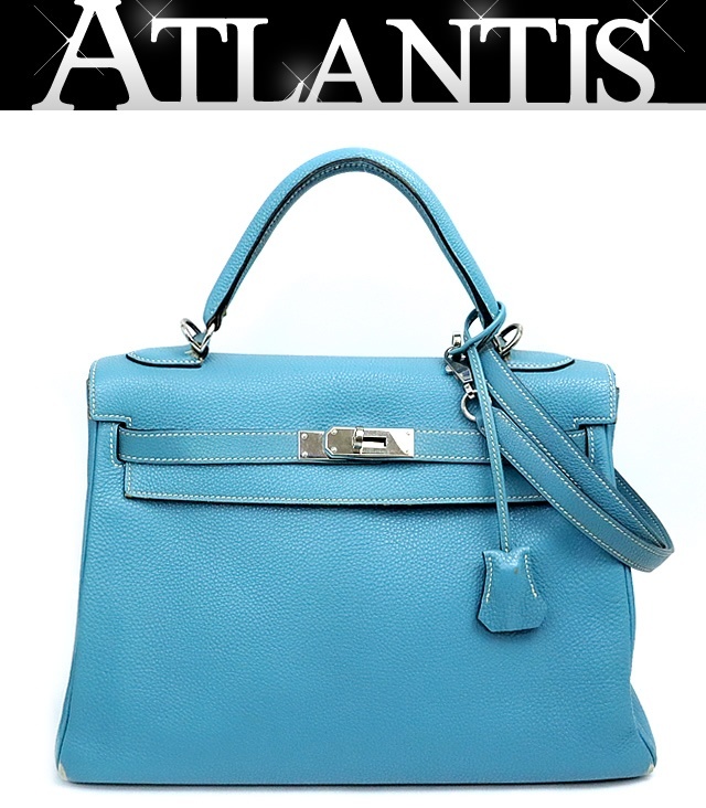 【広尾店】 HERMES エルメス ケリー32 2WAYバッグ トゴ ブルージーン □K刻印(2007年)SV金具 【17531】_画像1