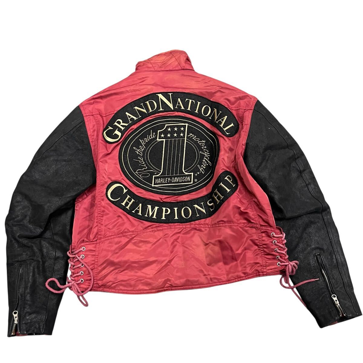 90s Harley-Davidson/レザージャケット/CHAMPIONSHIP/ハーレーダビッドソン/レースアップ_画像1