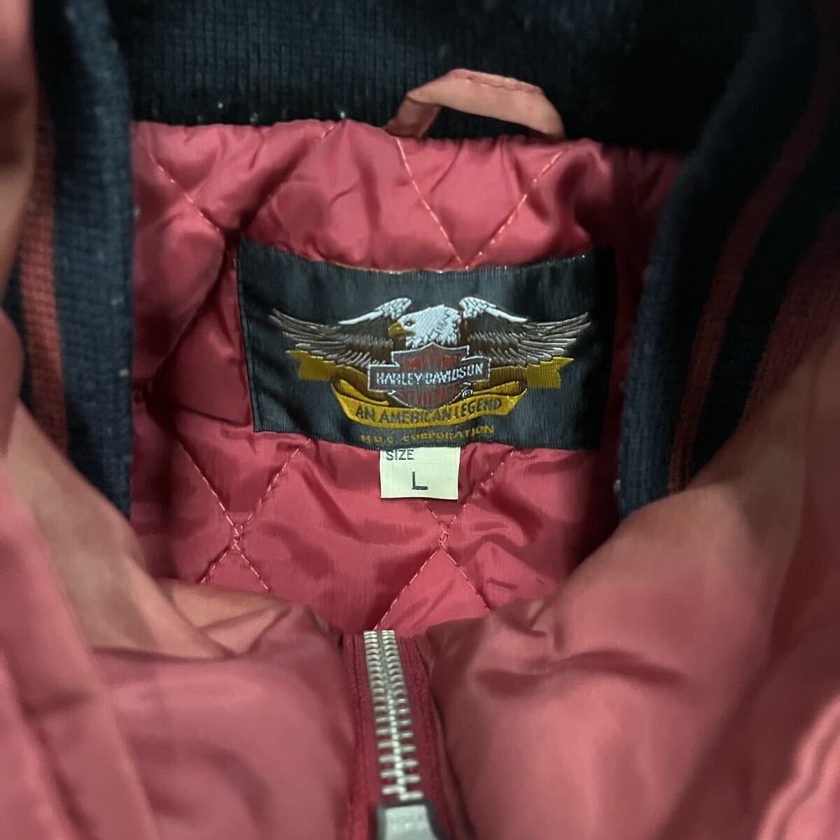 90s Harley-Davidson/レザージャケット/CHAMPIONSHIP/ハーレーダビッドソン/レースアップ_画像8