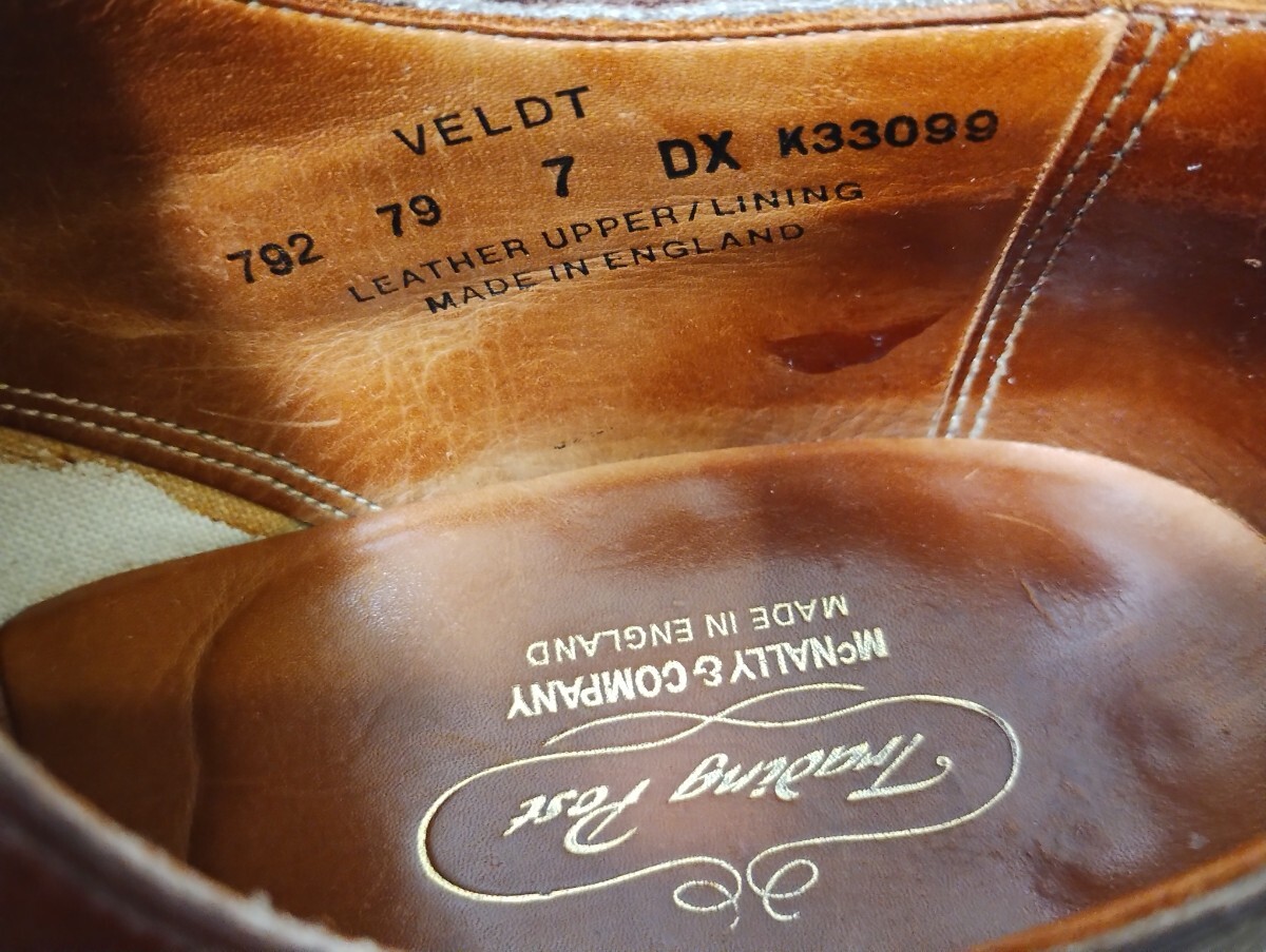 レア クロケット＆ジョーンズ ウイングチップ 茶 UK 7 25.5 ヴェルトショーン 英国製 ビンテージ トレーディングポスト別注 ケンゴン_画像9
