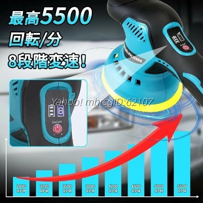 この商品も注目されています 電動ポリッシャー 12V コードレス 8段階変速調整 ポリッシャー 電ポリポリッシャー 充電式ポリッシャー 1219_画像3
