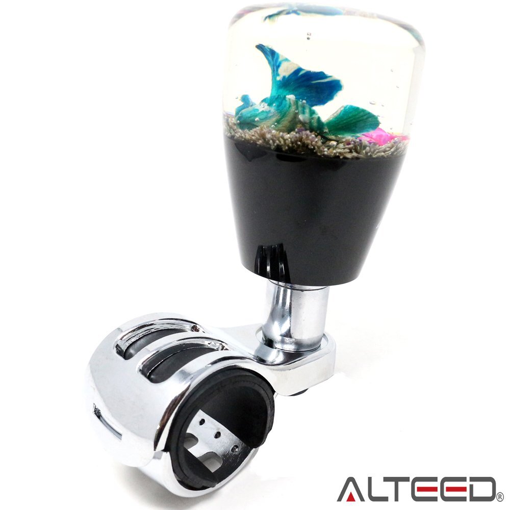 水中花ハンドルスピンナー/本物蘭生花/ステアリングノブ/青色/細径_画像6