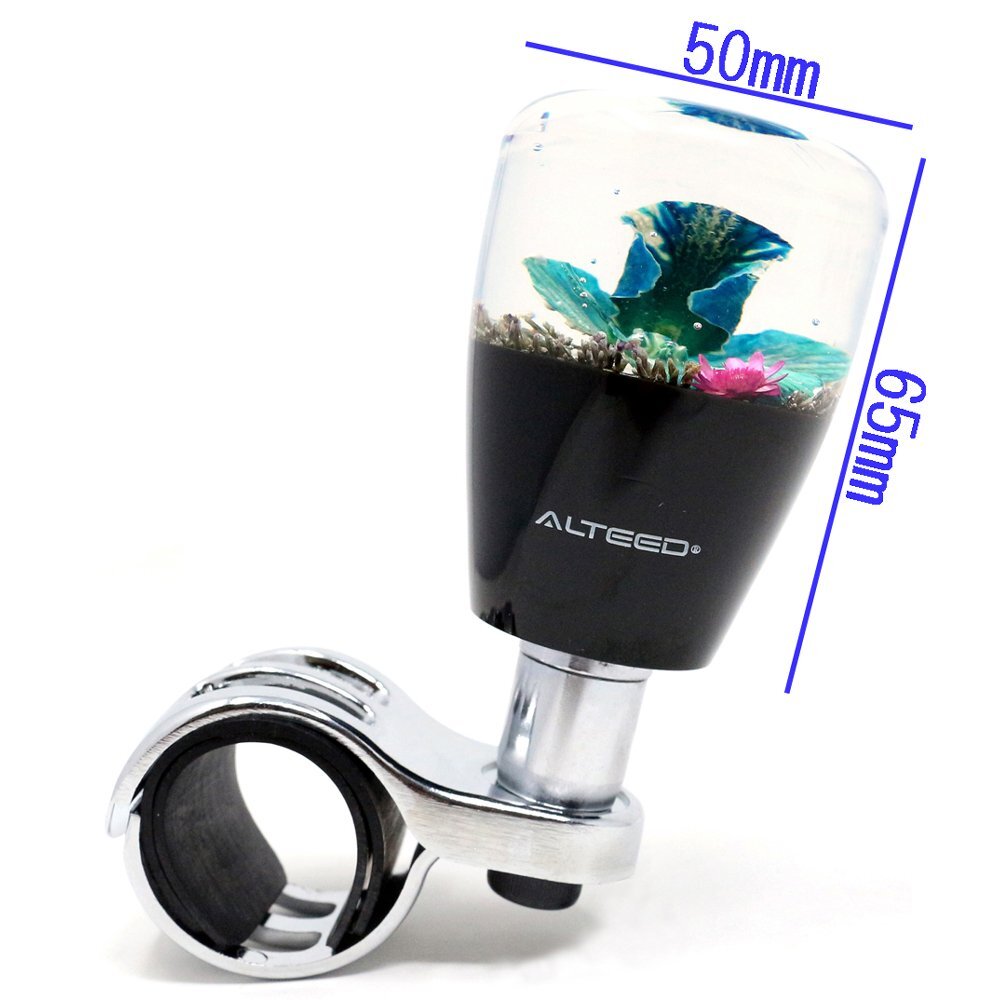 水中花ハンドルスピンナー/本物蘭生花/ステアリングノブ/青色/細径_画像7