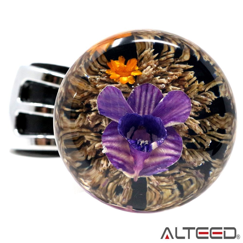 水中花ハンドルスピンナー/本物蘭生花/ステアリングノブ/紫色/細径_画像4