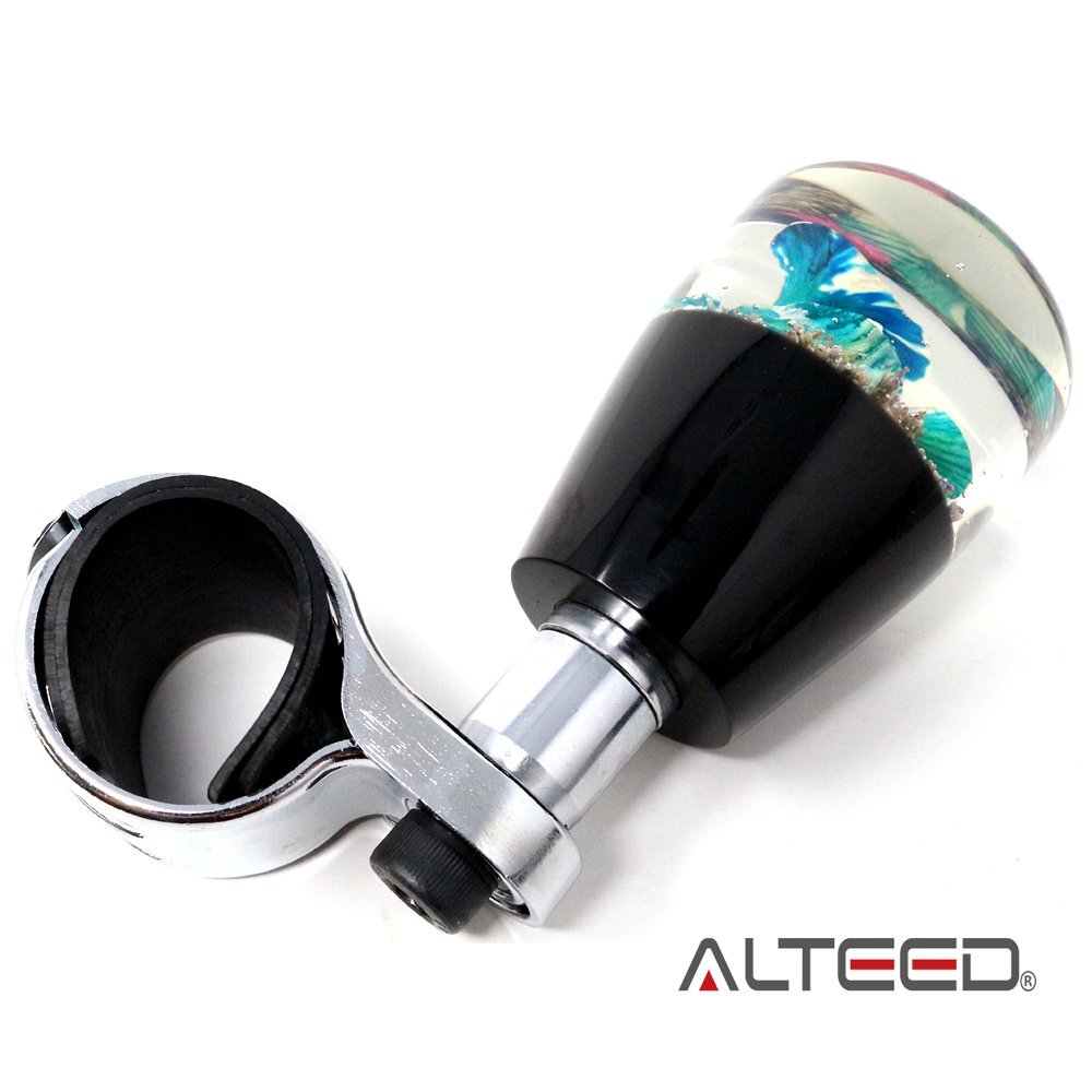 水中花ハンドルスピンナー/本物蘭生花/ステアリングノブ/青色/細径_画像5