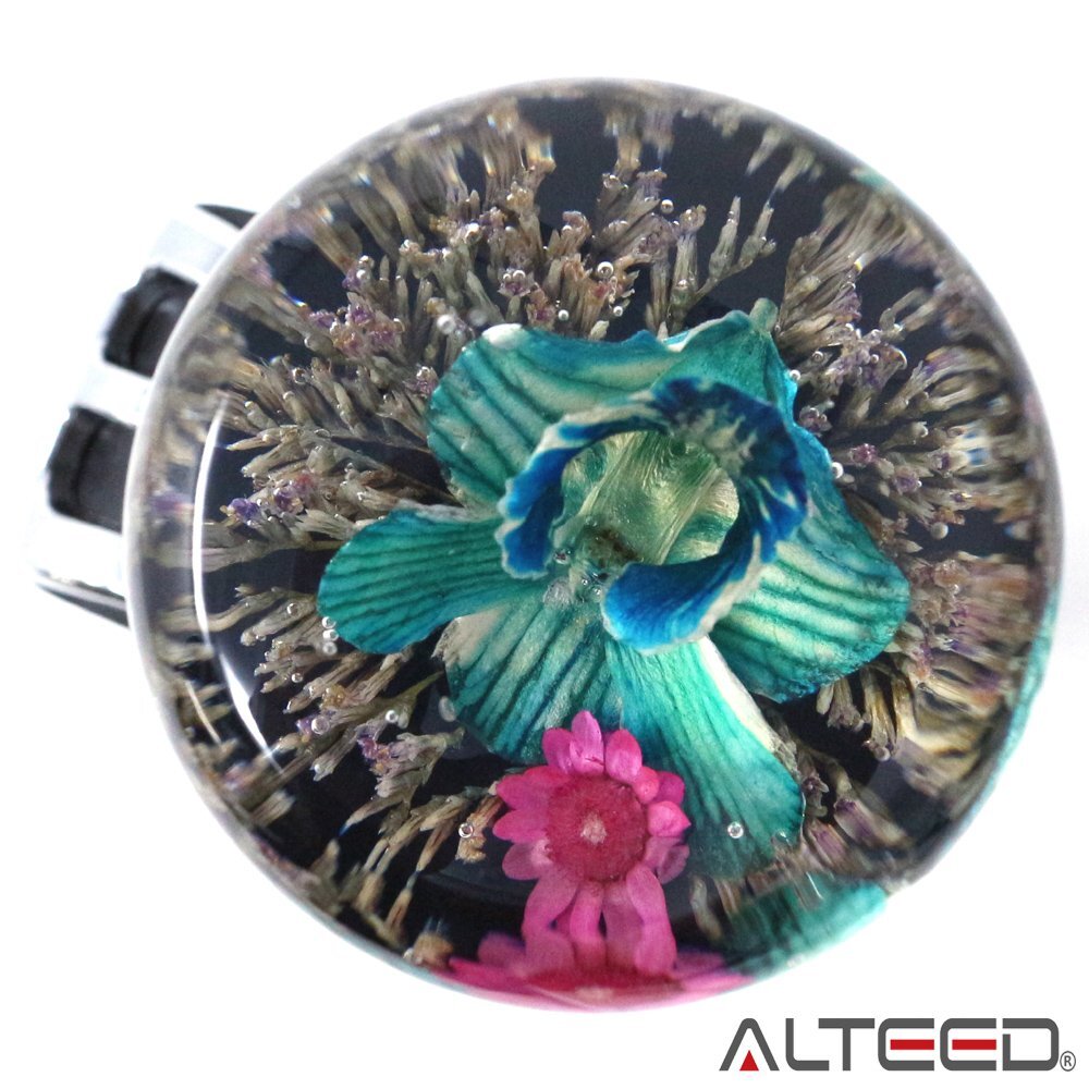 水中花ハンドルスピンナー/本物蘭生花/ステアリングノブ/青色/細径_画像4