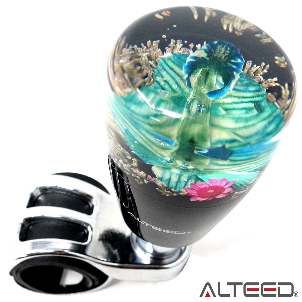 水中花ハンドルスピンナー/本物蘭生花/ステアリングノブ/青色/細径_画像2