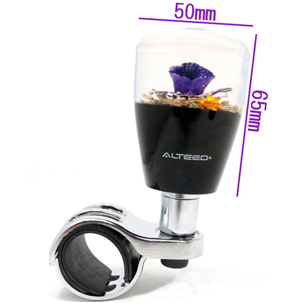 水中花ハンドルスピンナー/本物蘭生花/ステアリングノブ/紫色/細径_画像7